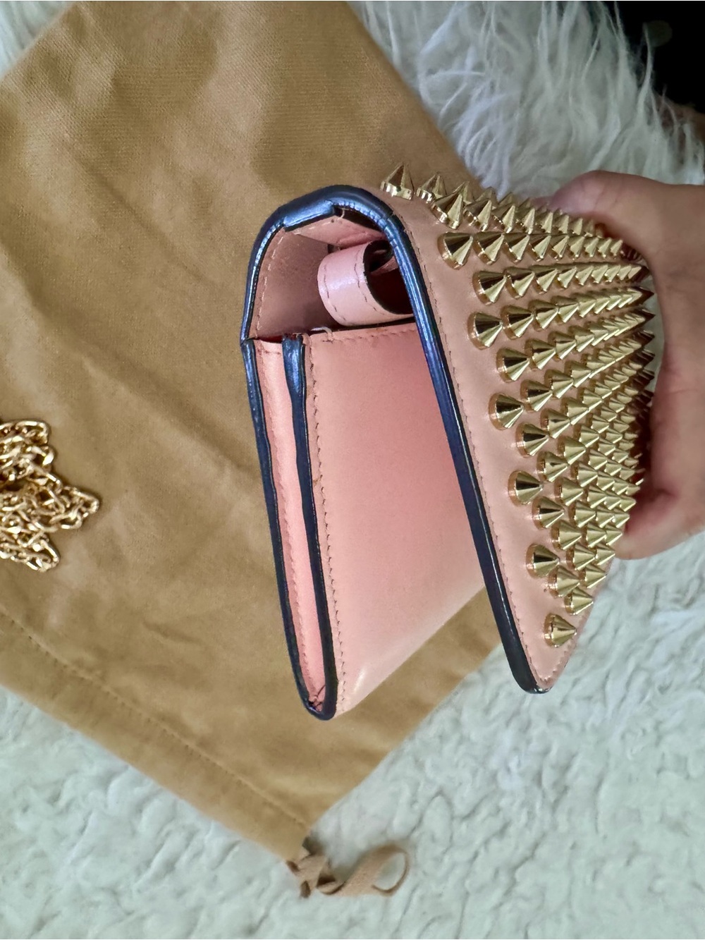 Christian Louboutin Pink Studded Leather Wristlet Wallet - Picture 5 of 10